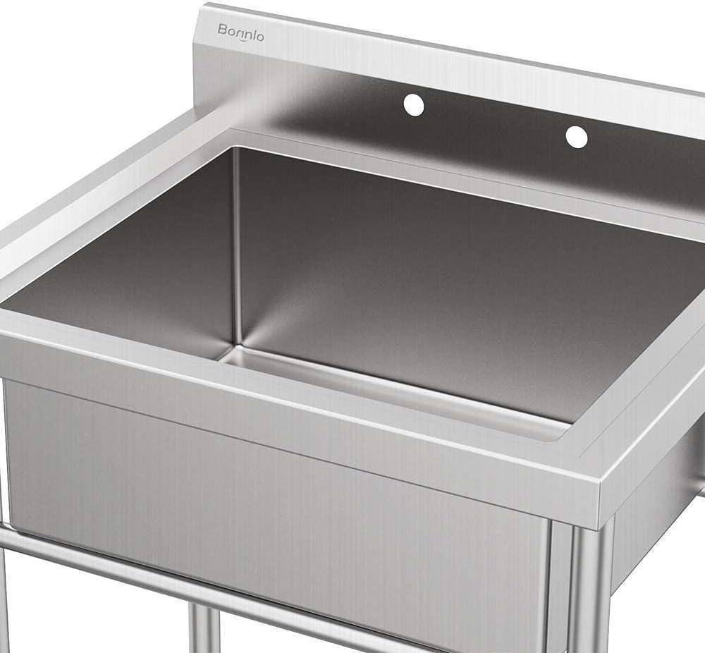 Alt View 1. Winado - Stainless Steel Utility Sink with Single Bowl & Backsplash & Adjustable Legs for Restaurant Garage Kitchen Laundry Rooms - Silver.