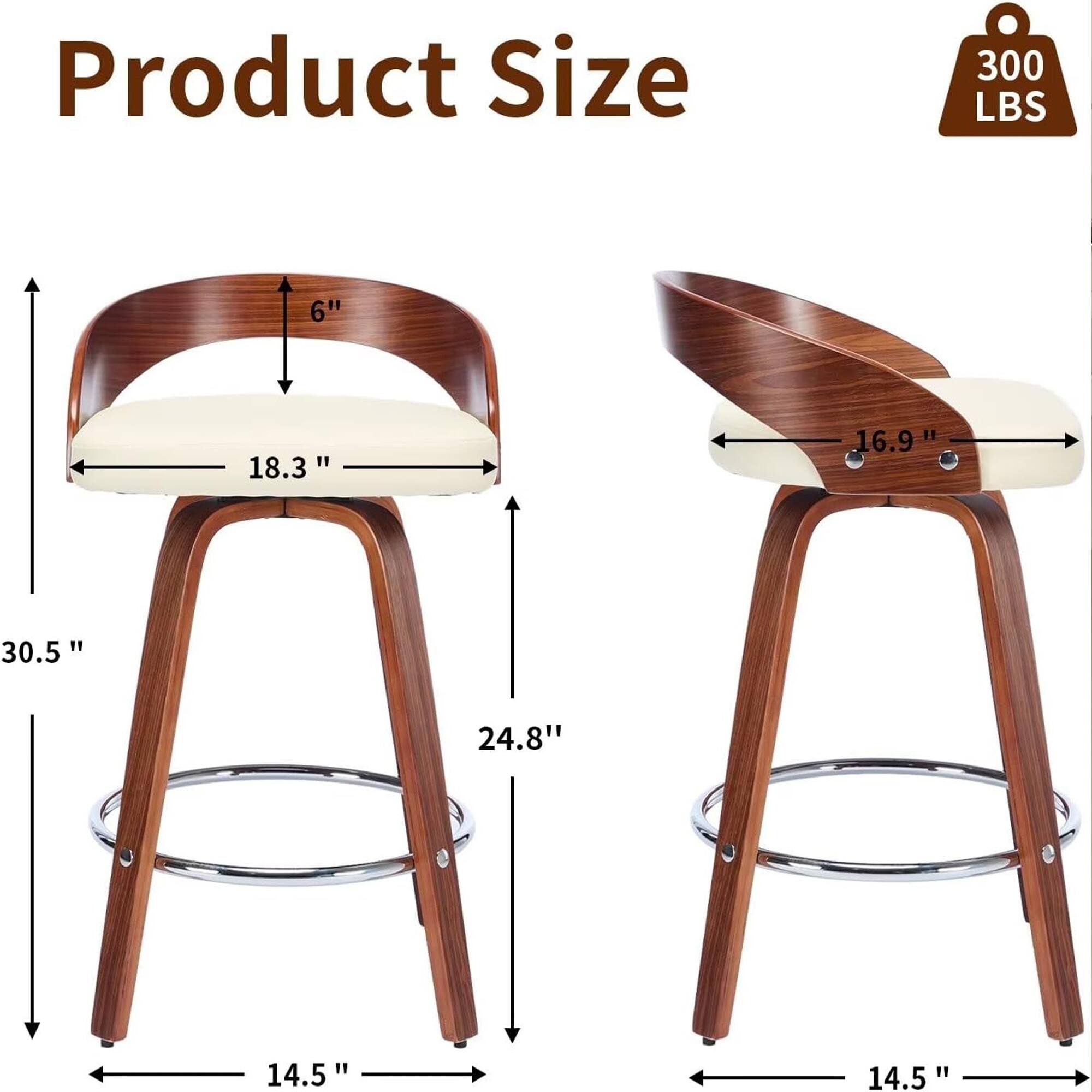 Product Size  
300 LBS  

- Height: 30.5"  
- Seat Width: 18.3"  
- Seat Depth: 16.9"  
- Back Height: 6"  
- Base Width: 14.5"  
- Base Height: 24.8"