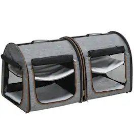 Pawhut - 39" Portable Soft-Sided Cat Carrier, Cat Kennel, Travel Dog Crate, Soft Cushions & Storage Bag, Easy to Fold