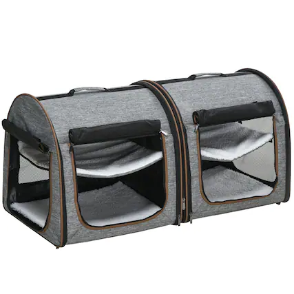 Front. Pawhut - 39" Portable Soft-Sided Cat Carrier, Cat Kennel, Travel Dog Crate, Soft Cushions & Storage Bag, Easy to Fold.