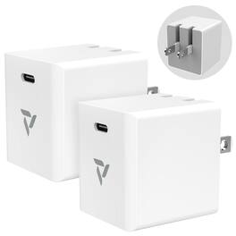 Vena - 2Pack 30W PD 3.0 USB C Charger Block for iPhone Charger USB C Adapter, Fast Charger, USB C Wall Charger Plug - White