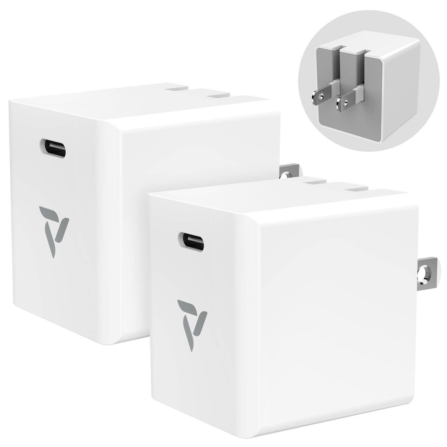 Front. Vena - 2Pack 30W PD 3.0 USB C Charger Block for iPhone Charger USB C Adapter, Fast Charger, USB C Wall Charger Plug - White.