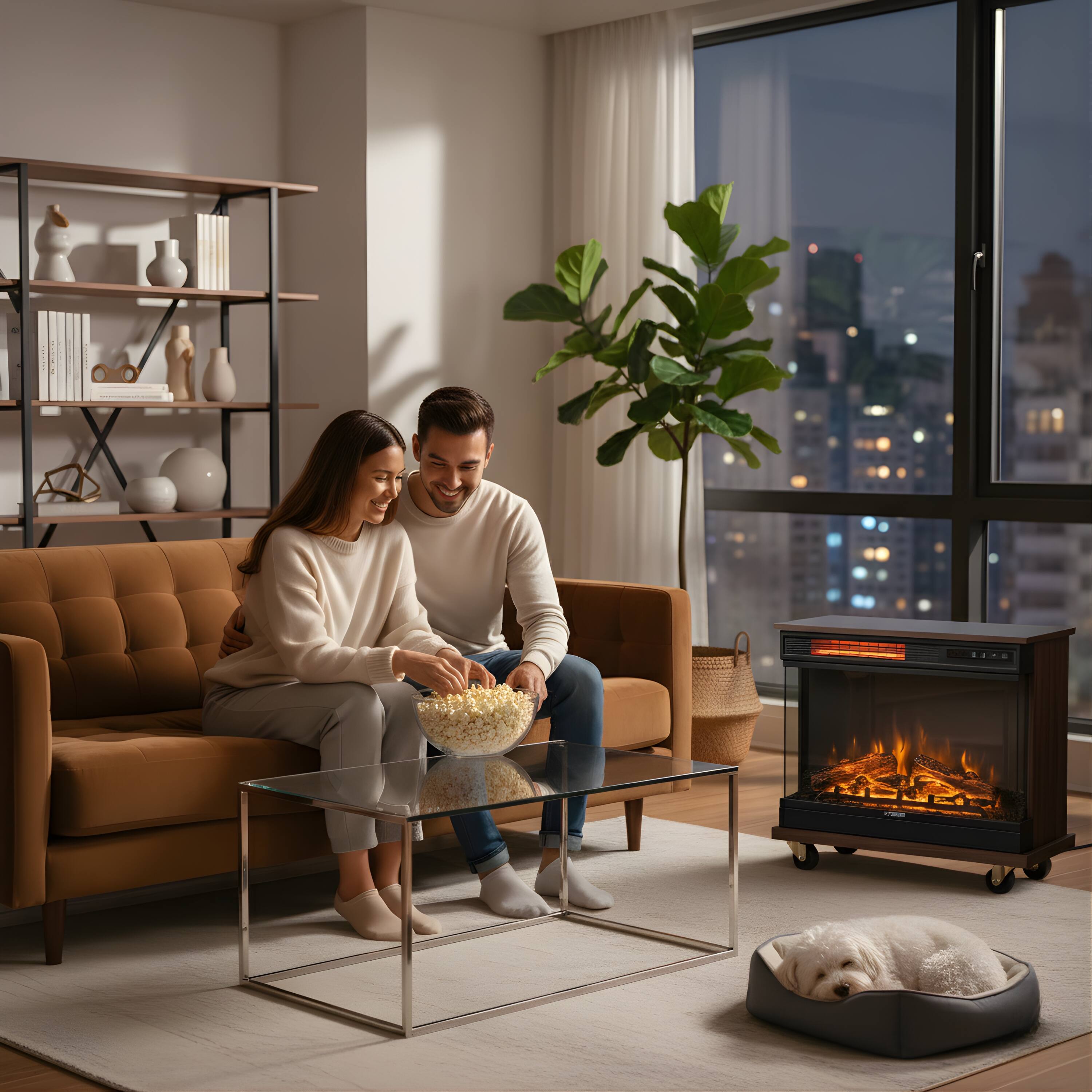 Alt View 9. Equator - Equator 26" Freestanding Portable Fireplace with Wheels - Electric Heater with 7 Color LED Remote 110V - Black.