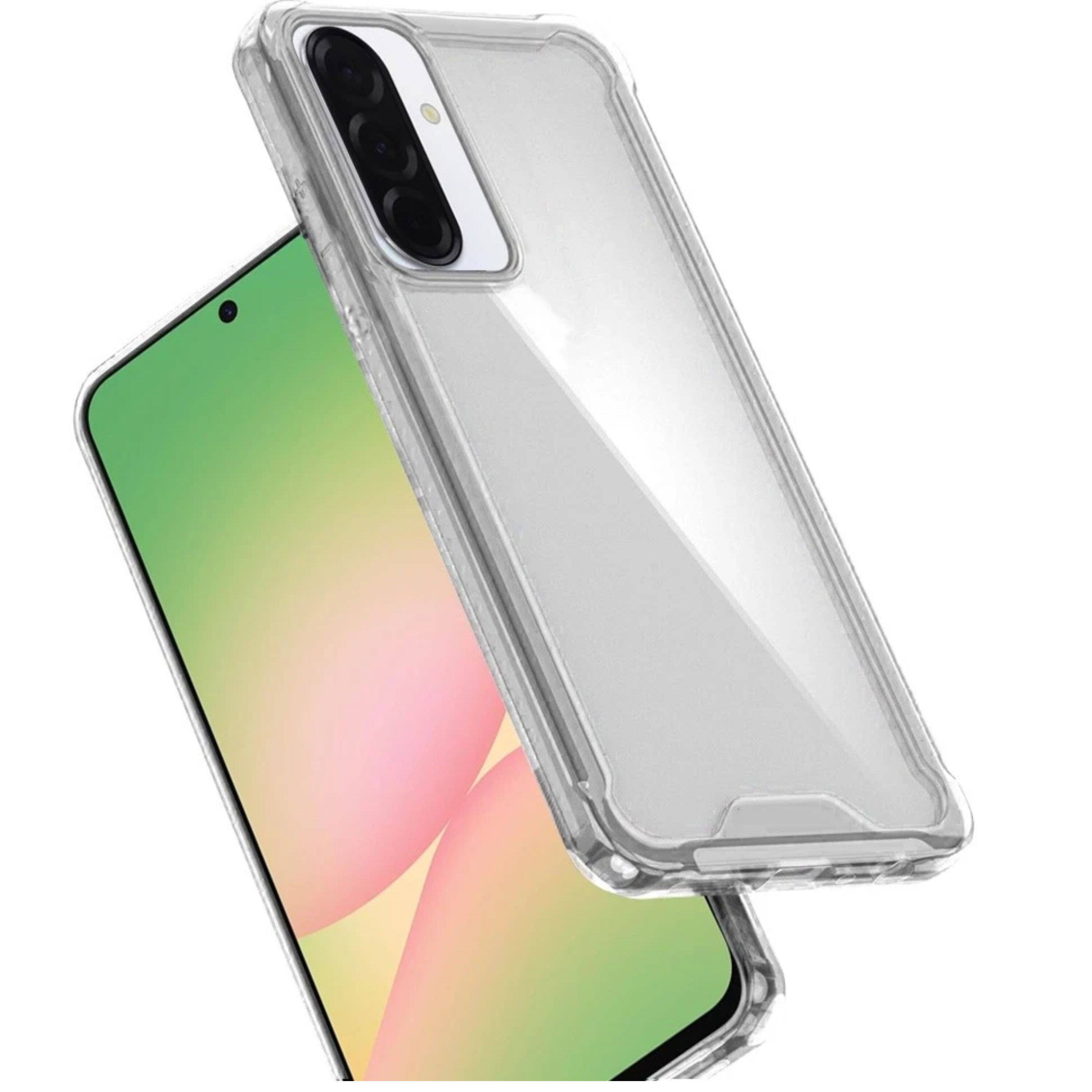 Left. Kitcheniva - Shockproof Transparent Hybrid Phone Case With Tempered Glass For Samsung Galaxy A57 5G - Clear.