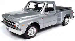 PopMarket - Auto World 1968 Chevy C10 Pickup Stepside - Silver Custom 1/18 Scale Diecast - COLLECTIBLES - Multicolor