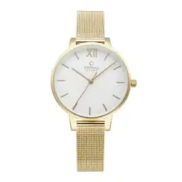 Obaku - Liv Women's Stainless Steel Analog Watch with White Dial and Indexes, IP Mesh Bracelet, Quartz Move - Gold