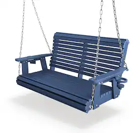 Fortune Candy - HDPE Porch Swing with Ergonomic Design, Ultra Weather-Resistant, Heavy Duty 1200 LBS, for Outdoor Patio Garden Yard - Navy Blue