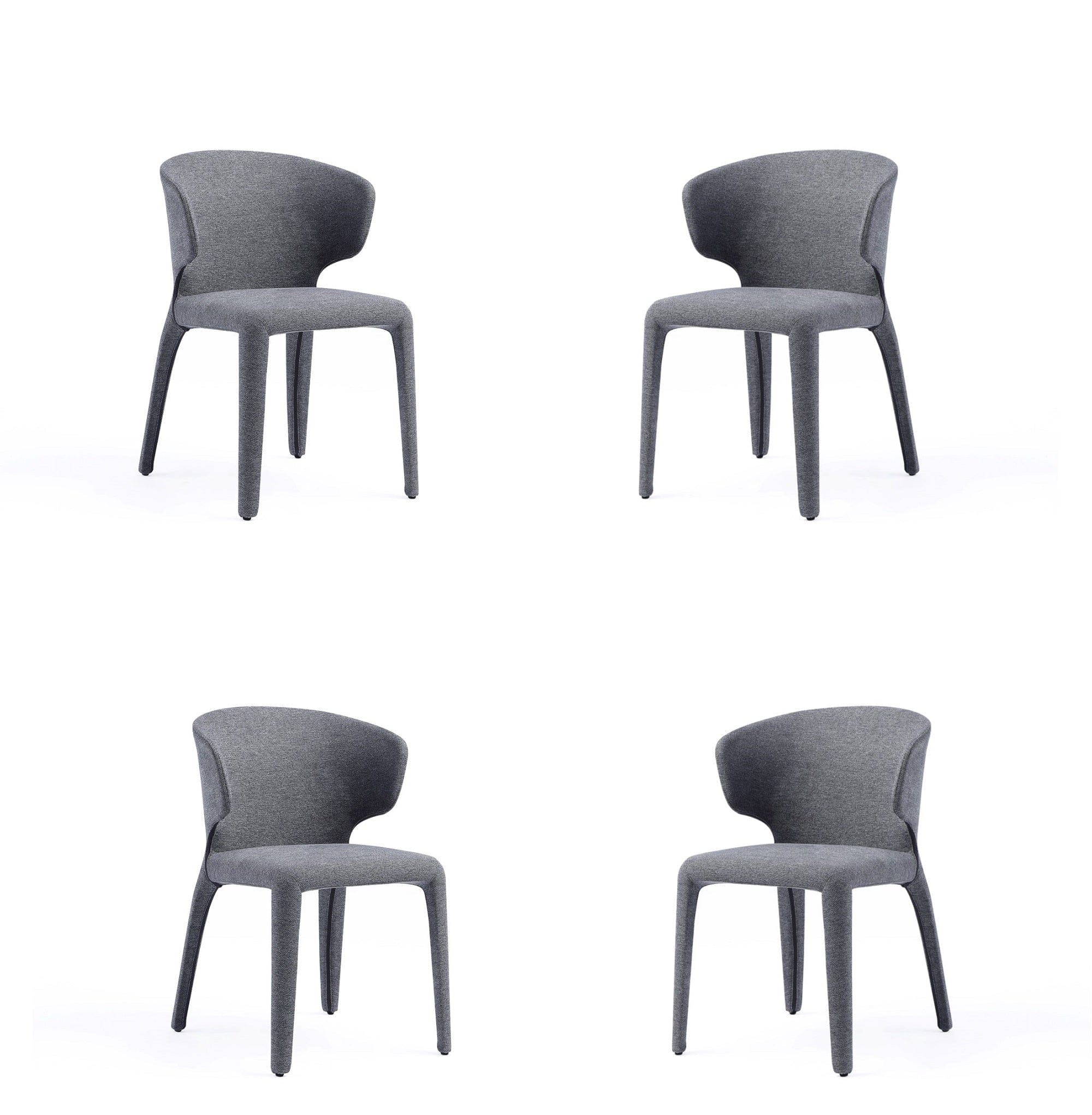 Manhattan Comfort - Conrad Mid-Century Modern Upholstered Dining Chair - Set of 4 - Gray