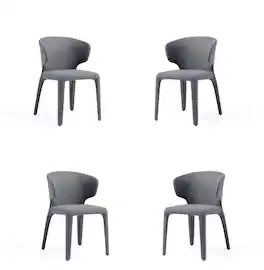 Manhattan Comfort - Conrad Mid-Century Modern Upholstered Dining Chair - Set of 4 - Gray
