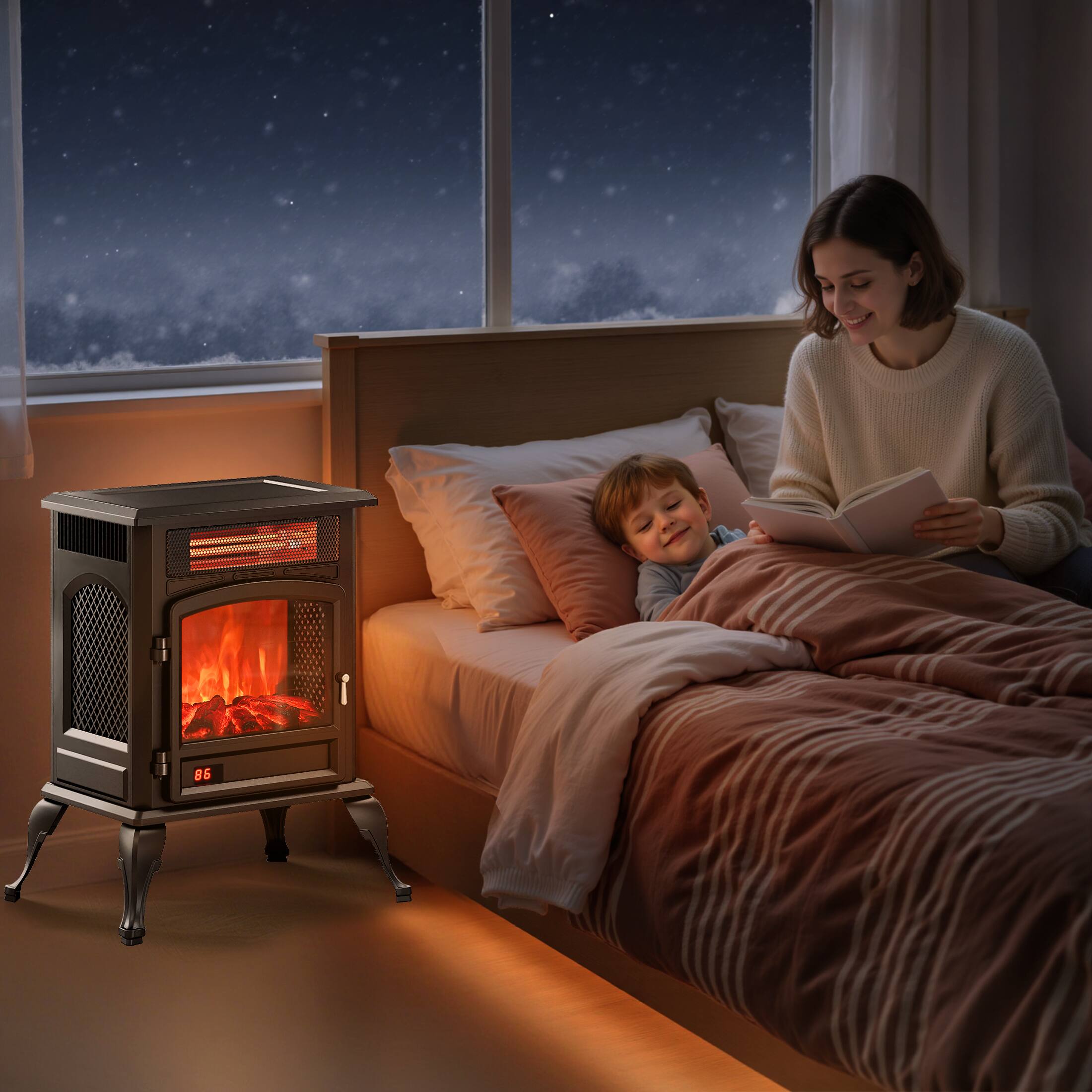 Alt View 8. Etust - Etust Electric Fireplace Heater 22.3", 3D Flame with Adjustable Brightness, Timer, Safety Protection, Indoor Use - Black.