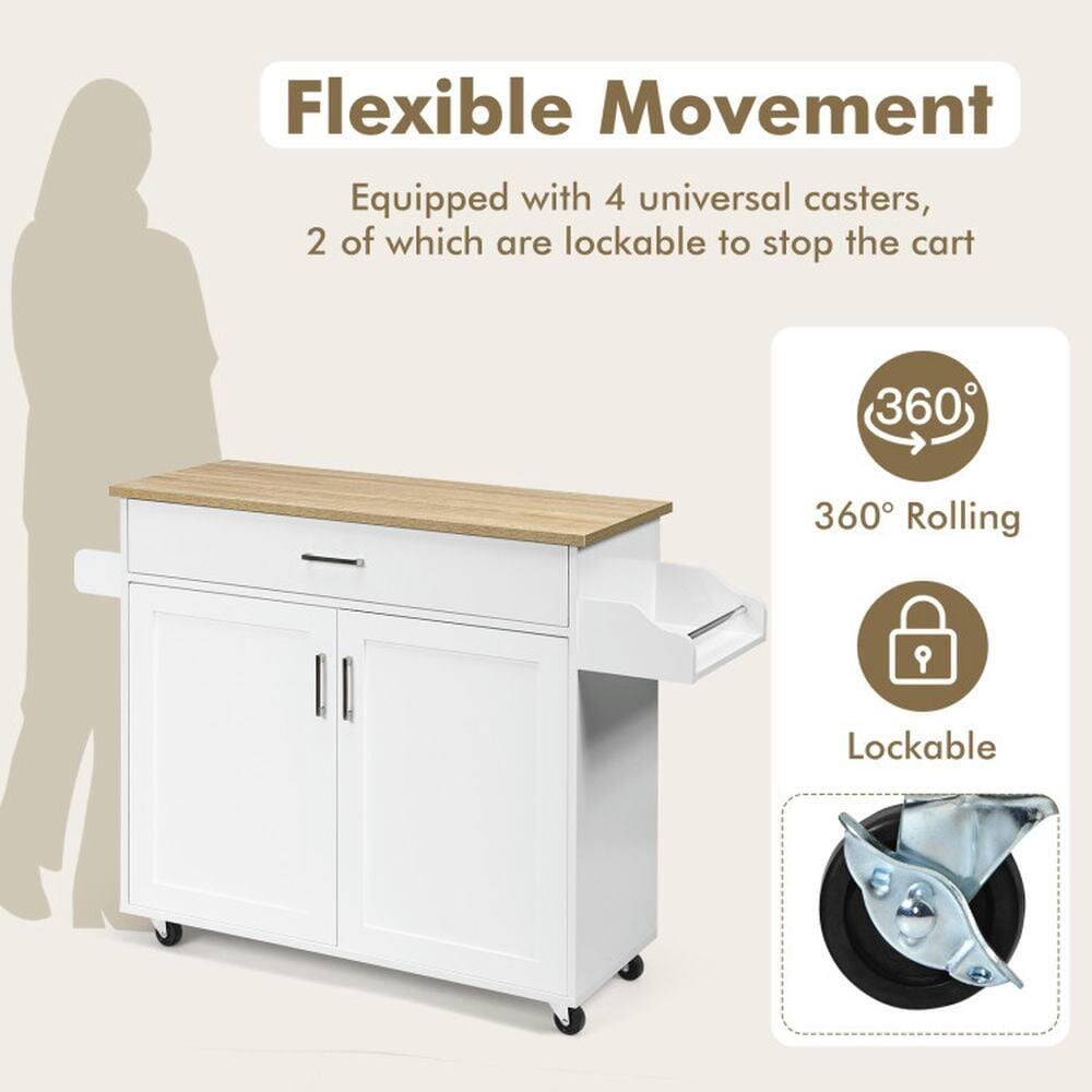 Flexible Movement  
Equipped with 4 universal casters, 2 of which are lockable to stop the cart  

360° Rolling  
Lockable
