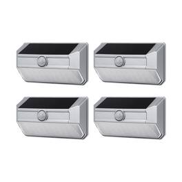 Home Zone Security - ES00947G 4 Pack Solar Wall Pack Light, 800 Lumens, Mesh Link, Motion Detection, Silver Finish