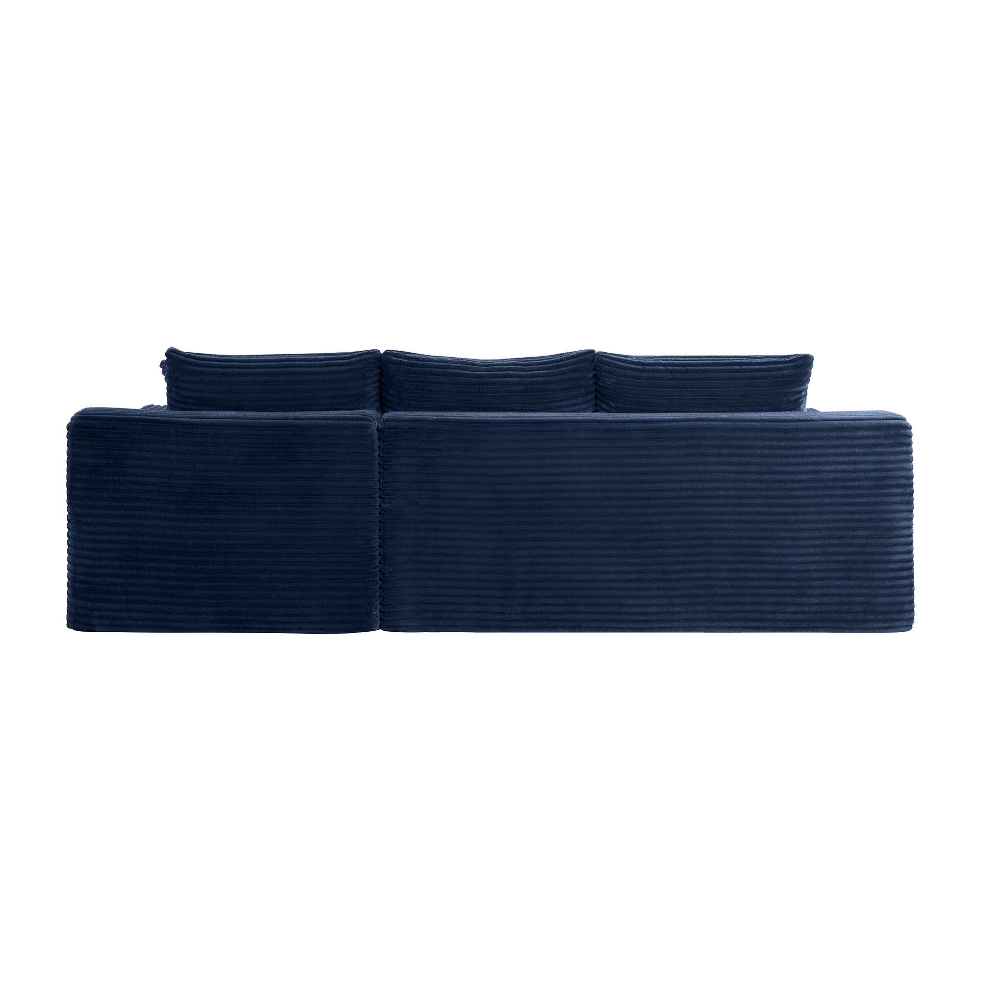 Alt View 3. Boyel Living - 106.3-Inch Corduroy Modular L-Shaped Cloud Sectional Sofa with Chaise - Blue.