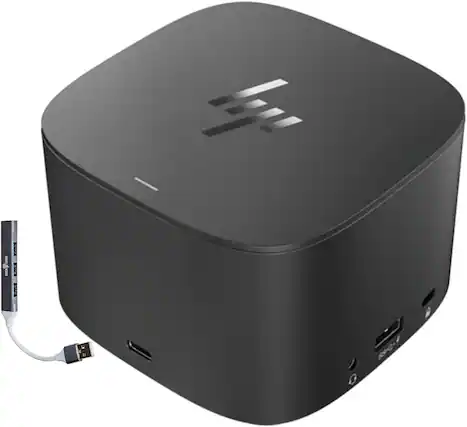 Front. HP - HP Thunderbolt Dock 230W G2 3VL22AV#ABA Bundle with Dockztorm Hub, Dual 4K Display Support, USB-A, VGA & Ethernet - Black.