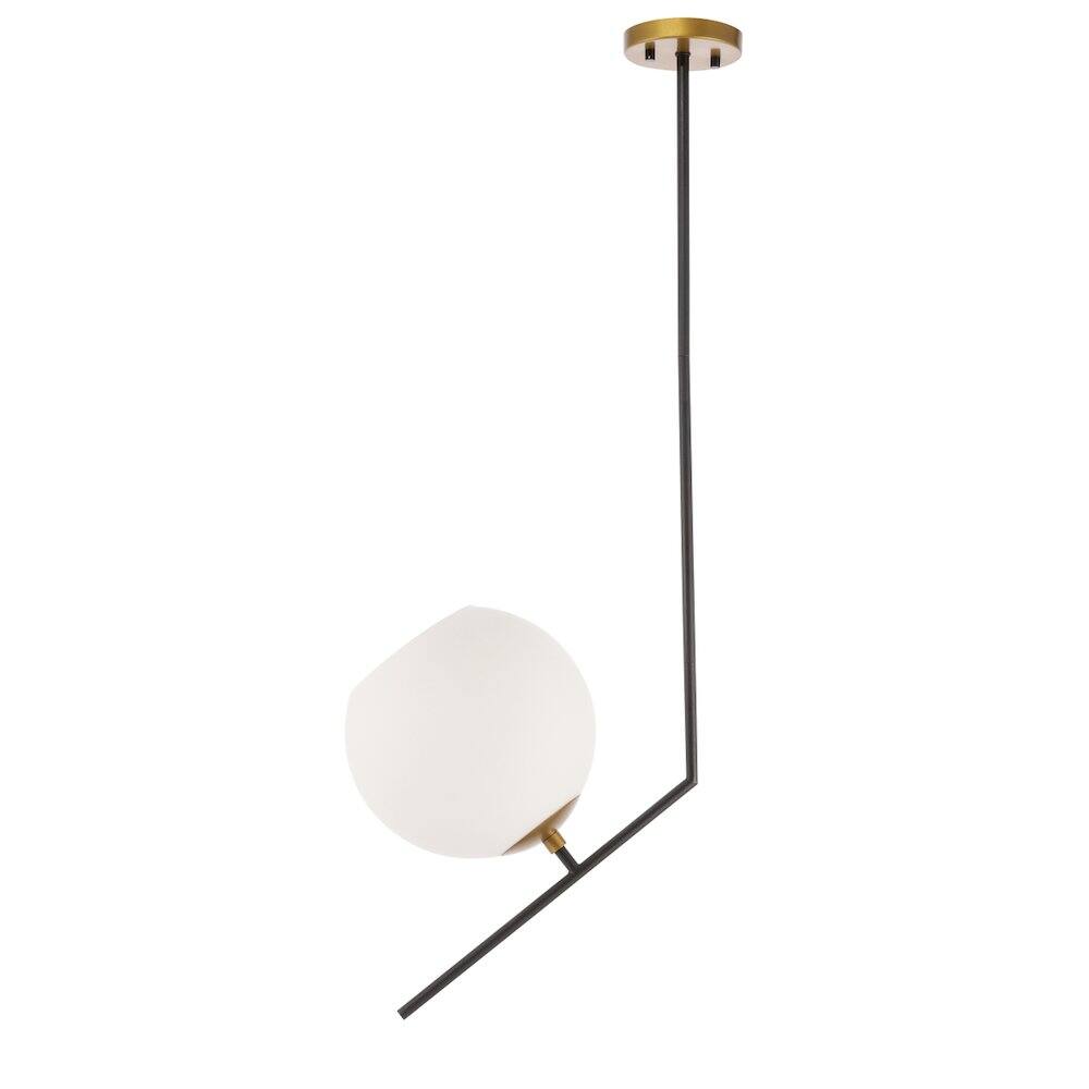 Alt View 9. Living District - Ryland 1 Light Black And Brass And Frosted White Glass Pendant - Black And Brass And Frosted White Glass.