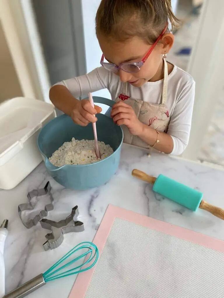 Left. Tovla Jr - Kids Cookbook, Cooking Apron and Hat Set for Boys and Girls, Cotton Canvas Perfect for Baking, Painting and Gardening - White.