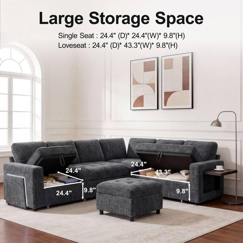 Large Storage Space

Single Seat: 24.4" (D) * 24.4" (W) * 9.8" (H)

Loveseat: 24.4" (D) * 43.3" (W) * 9.8" (H)