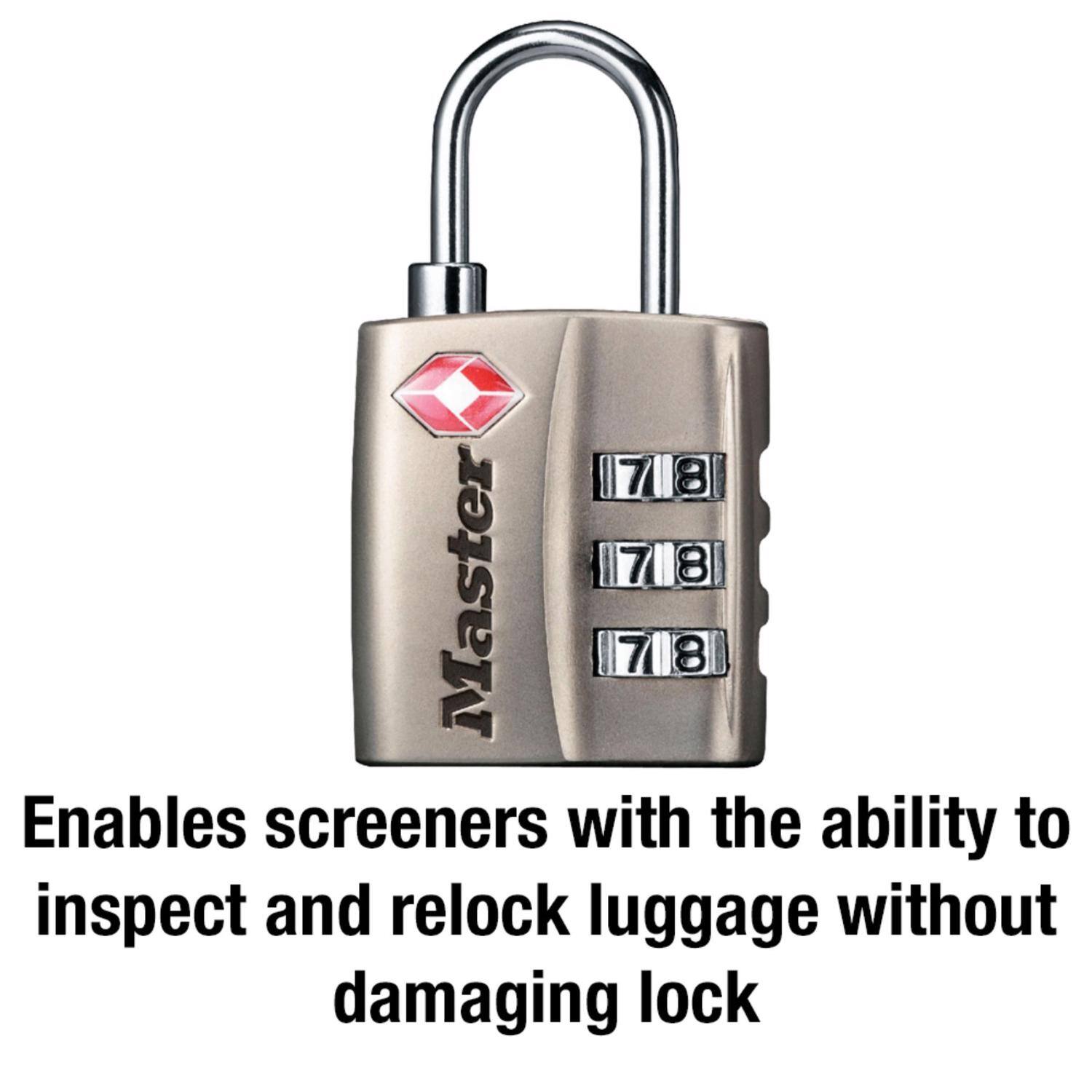 7 8 7 8  
Master  
Enables screeners with the ability to inspect and relock luggage without damaging lock