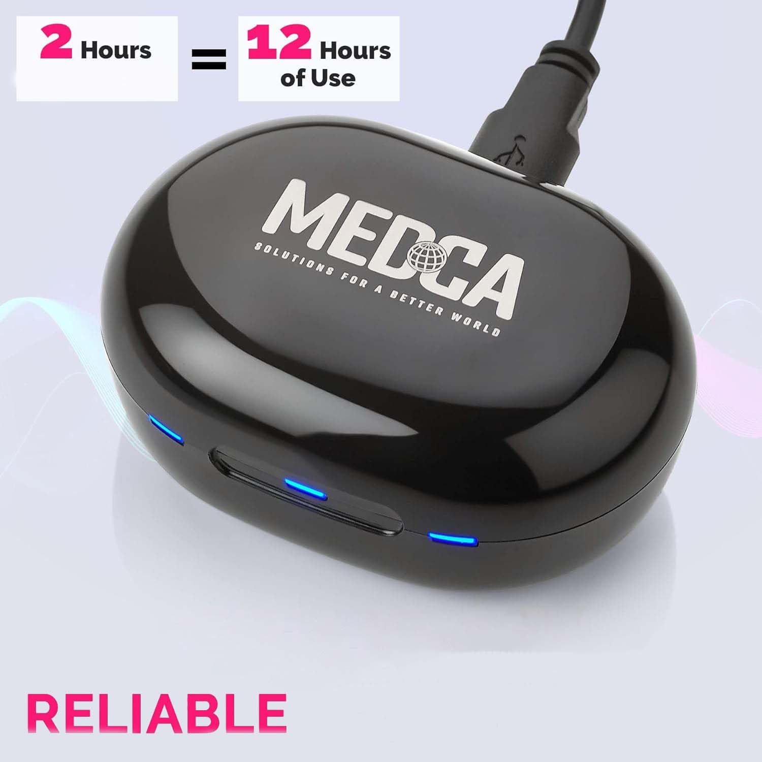 2 Hours = 12 Hours of Use

MEDCA
SOLUTIONS FOR A BETTER WORLD

RELIABLE