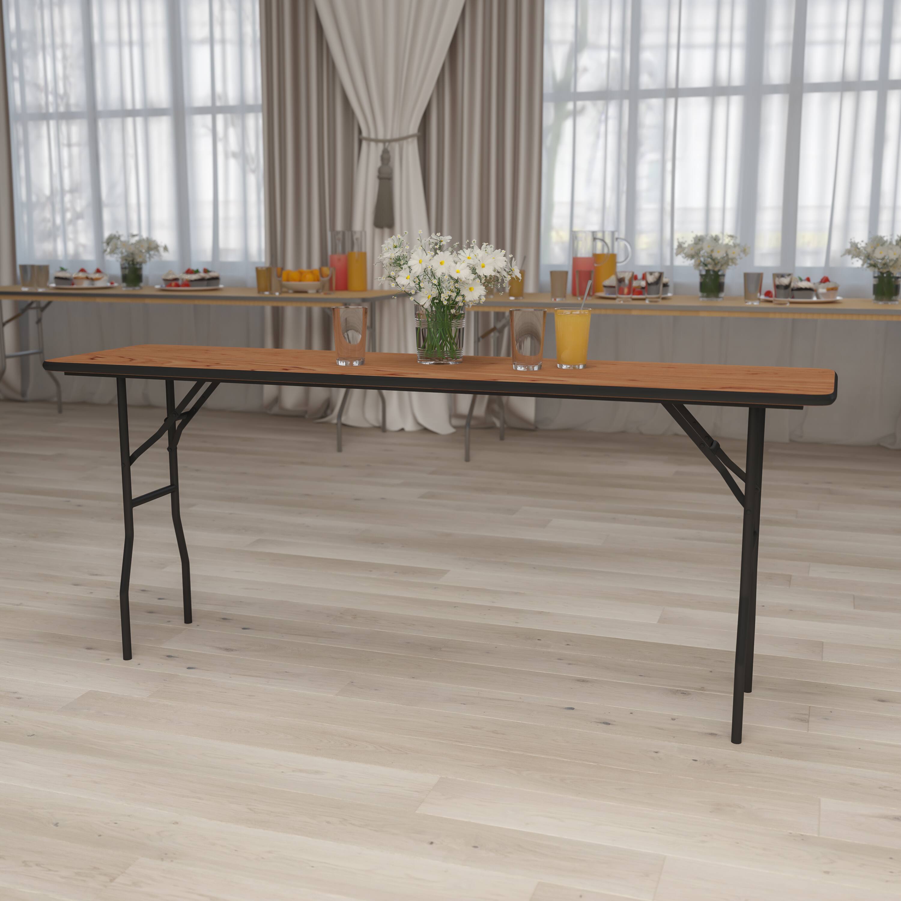 Alt View 11. Alamont Home - Gael 6-Foot Rectangular Wood Folding Training / Seminar Table with Clear Coated Top - Natural.