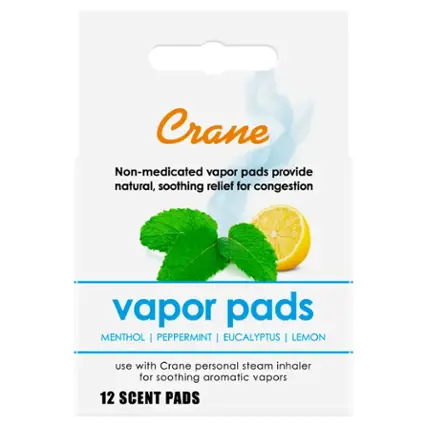 Front. CRANE - Vapor Pads 12 Pack for EE-5948 Cordless Inhaler - White.