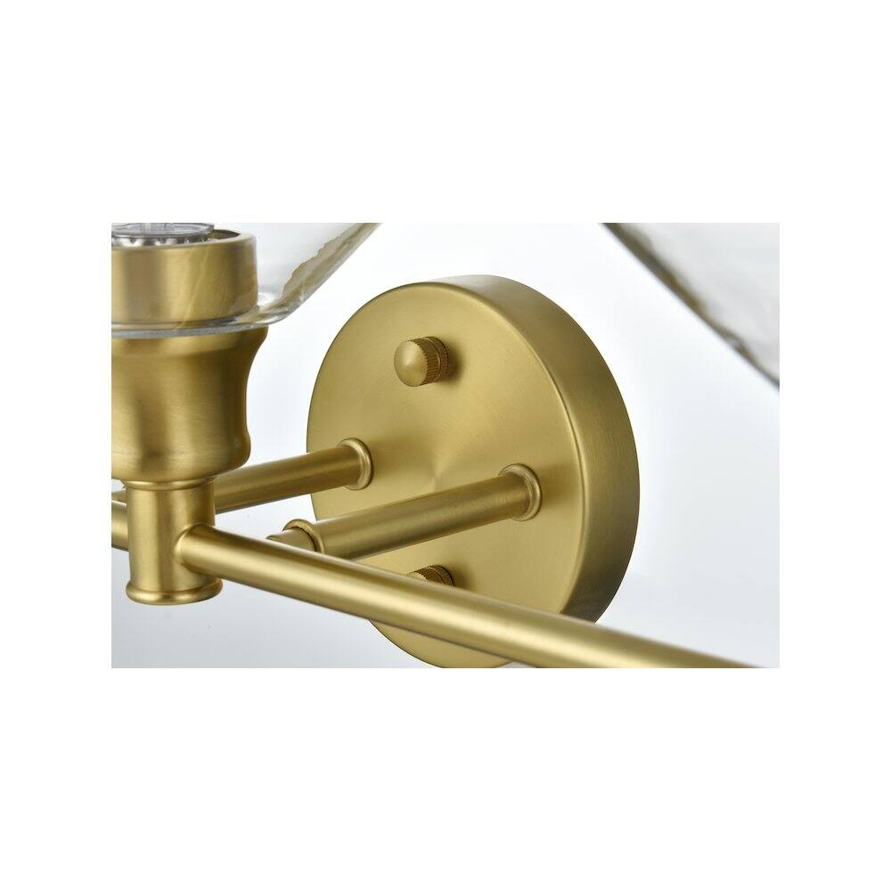 Alt View 2. Living District - Gene 5 Light Satin Gold and Clear Glass Wall Sconce - Satin Gold.