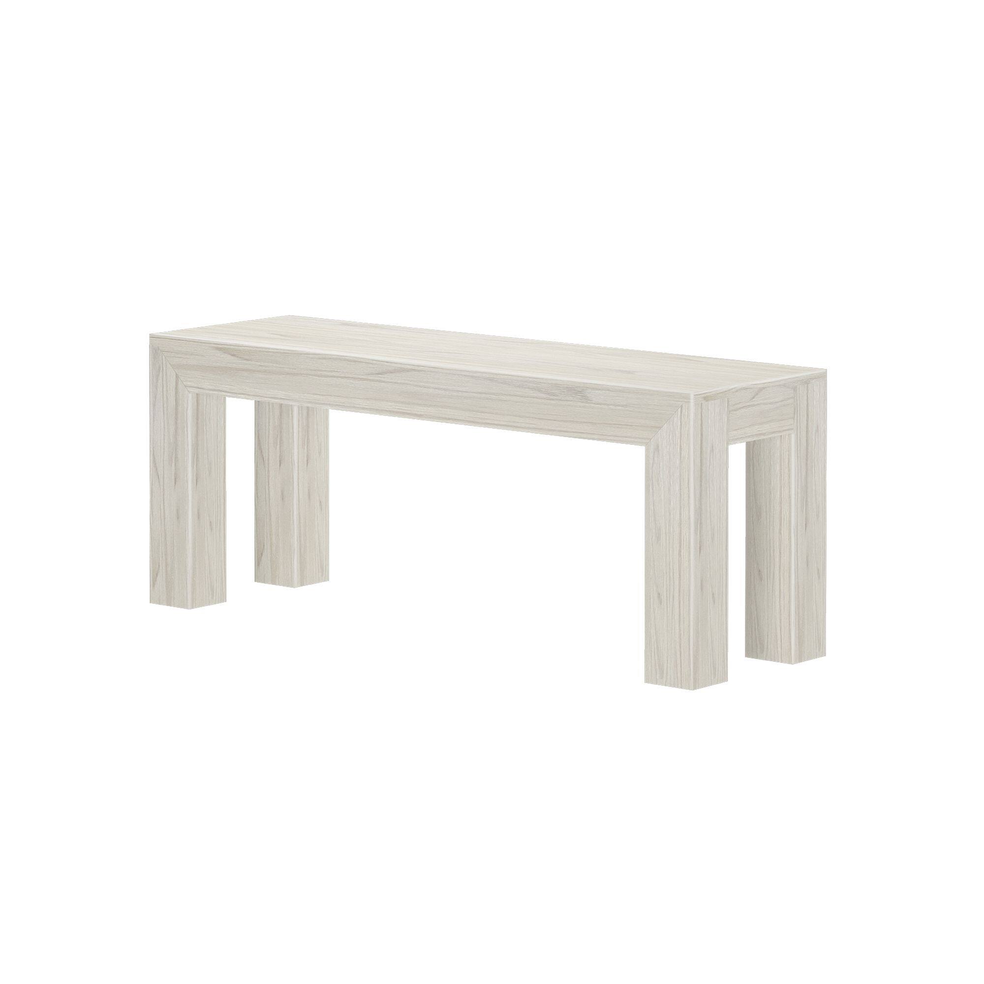 Alt View 2. Plank+Beam - Modern Dining Room Bench (49in / 1244mm), White Sand Wirebrush - White Sand Wirebrush.