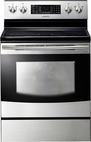 Front Standard. Samsung - 30" Self-Cleaning Freestanding Electric Convection Range - Stainless-Steel/Black.
