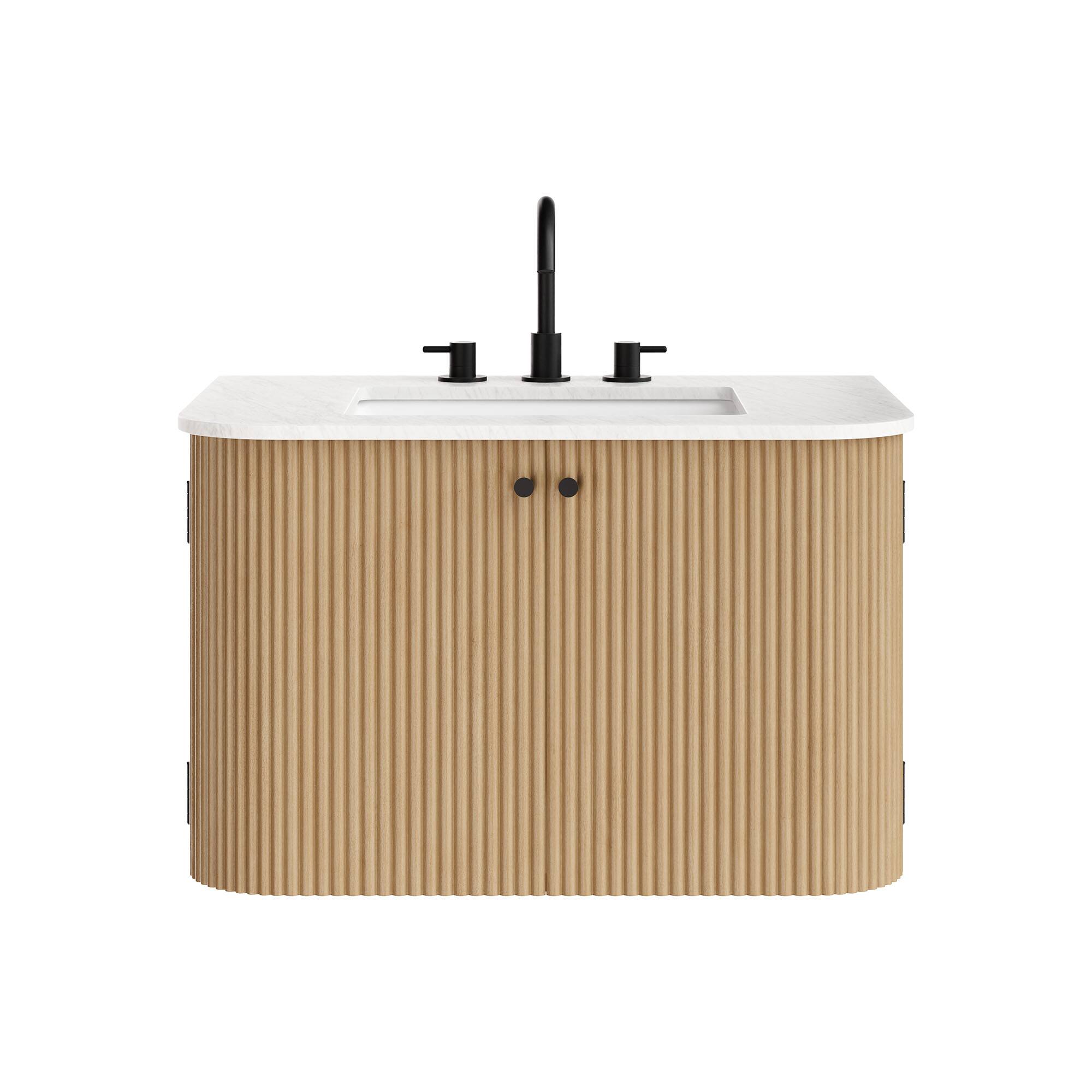 Alt View 4. Modway - Zia Wall-Mount Bathroom Vanity with Marble Sink by Modway - Natural.