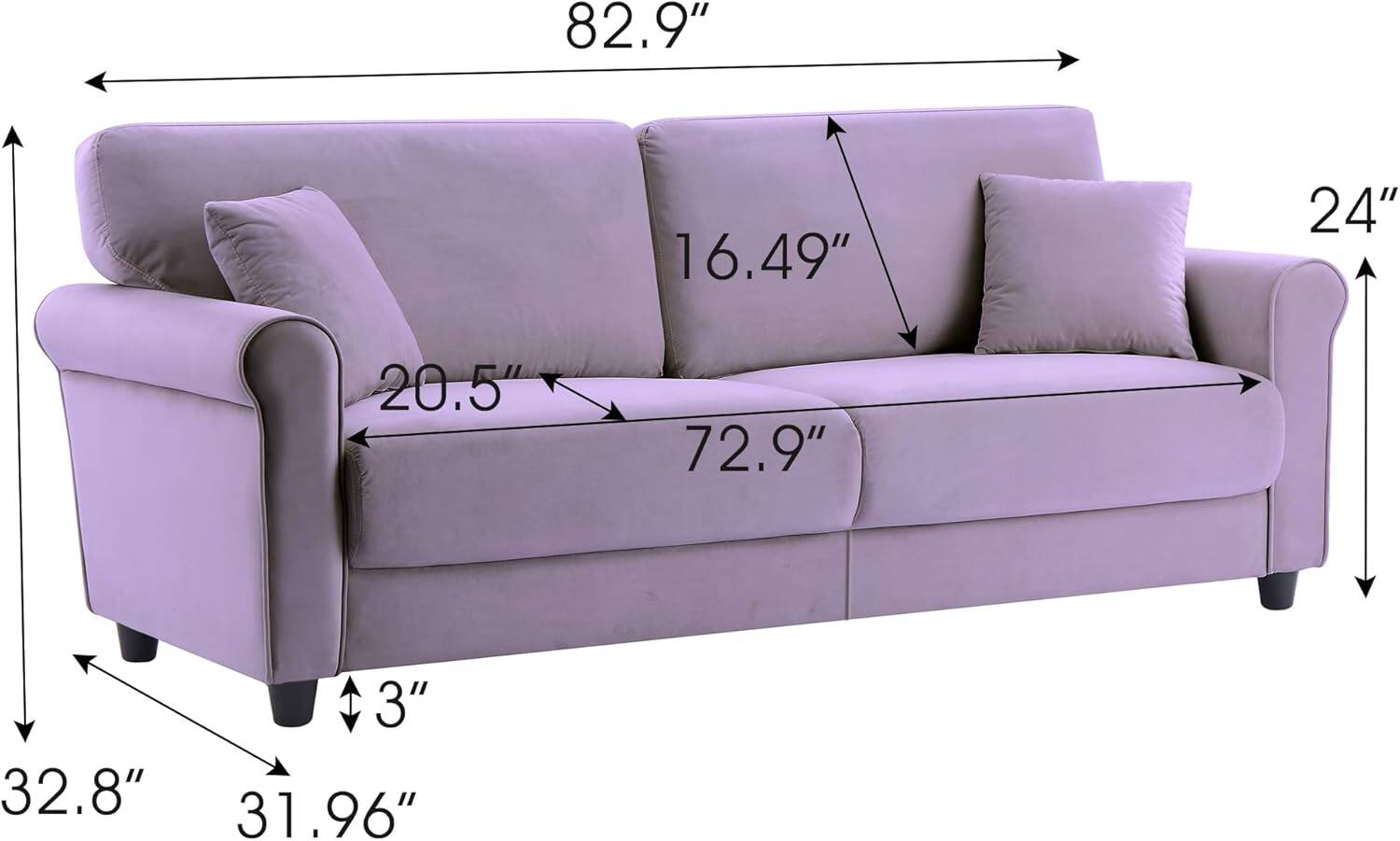 82.9"  
72.9"  
31.96"  
32.8"  
20.5"  
16.49"  
24"  
3"