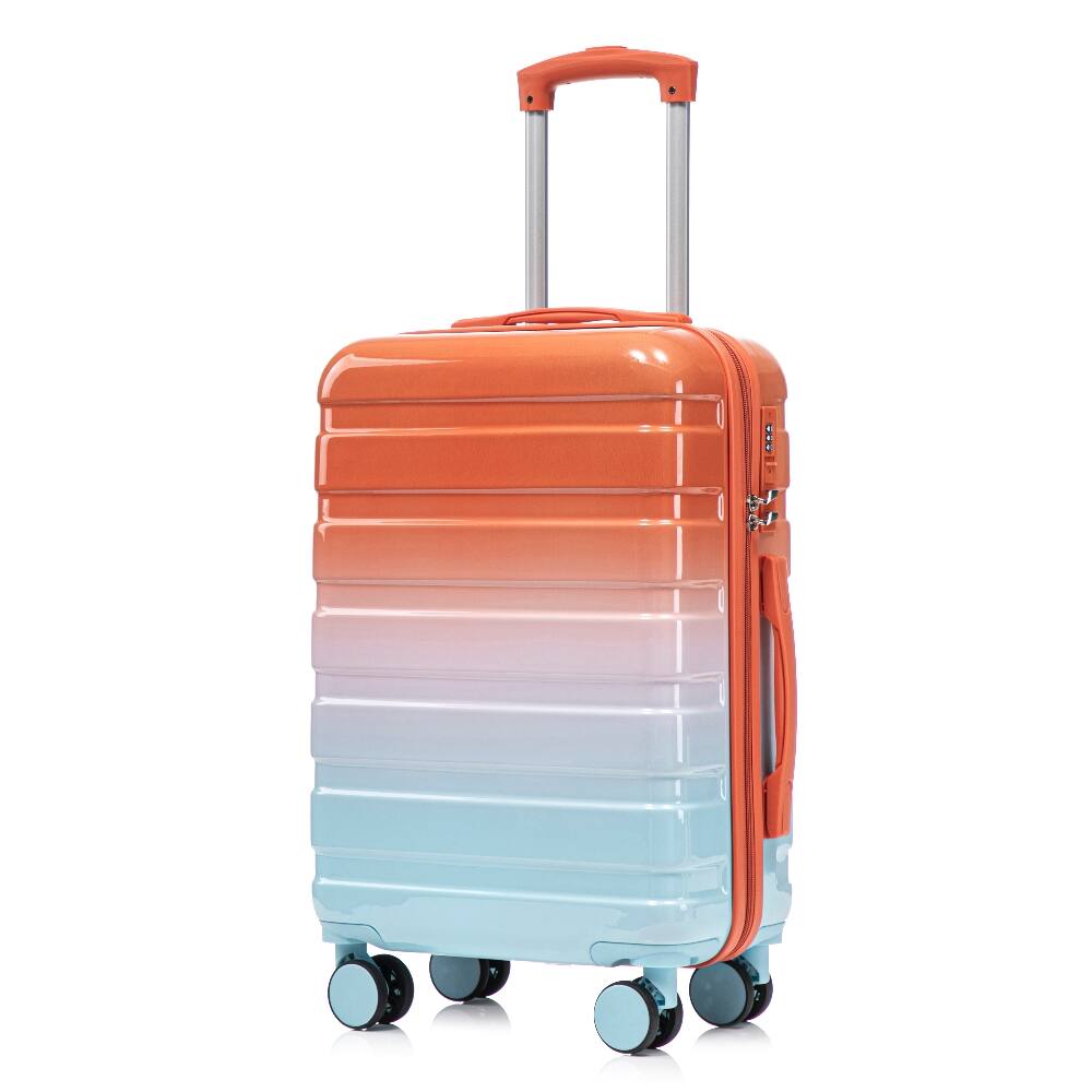 Angle. Ropilly - Ropilly 2 Piece Luggage Set Carry On Suitcase Gradient Color PC Hard Shell - Blue+Red.