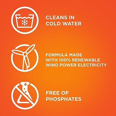 CLEANS IN COLD WATER  
FORMULA MADE WITH 100% RENEWABLE WIND POWER ELECTRICITY  
FREE OF PHOSPHATES