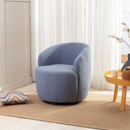 GOODSILO - Plush Swivel Accent Armchair with Ergonomic Design and 360-Degree Rotation for Modern Interiors - Light Blue