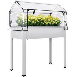 Outsunny - Garden Box with Greenhouse Cover - White