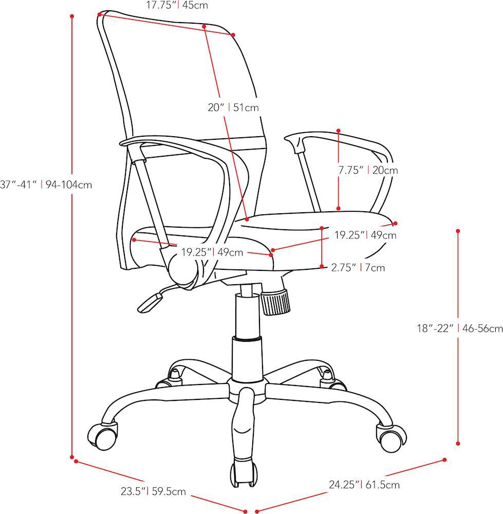Alt View 14. CorLiving - WHL-709-C Office Chair with Contoured Black Mesh Back - Black.
