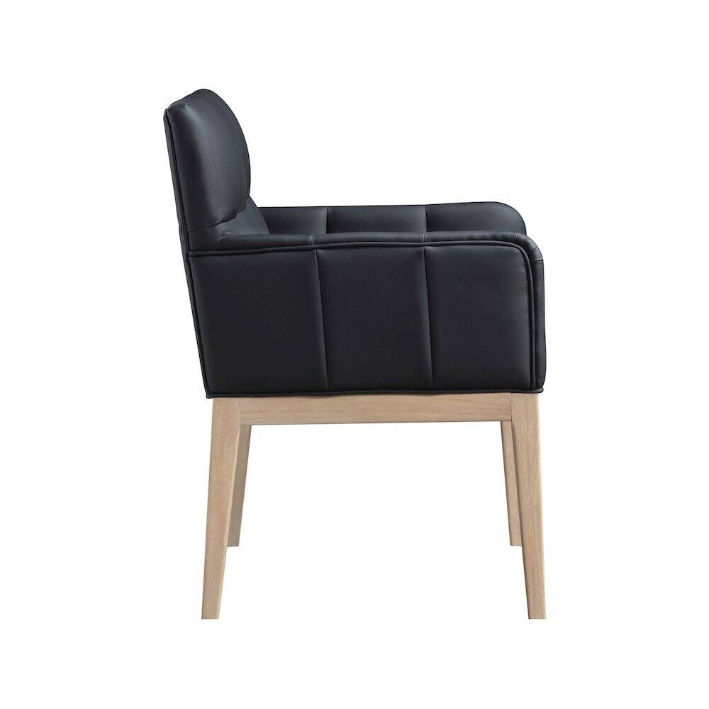 Alt View 2. Meridian Furniture - Adrian Black Vegan Leather Dining Arm Chair, Set of 2 - Black.