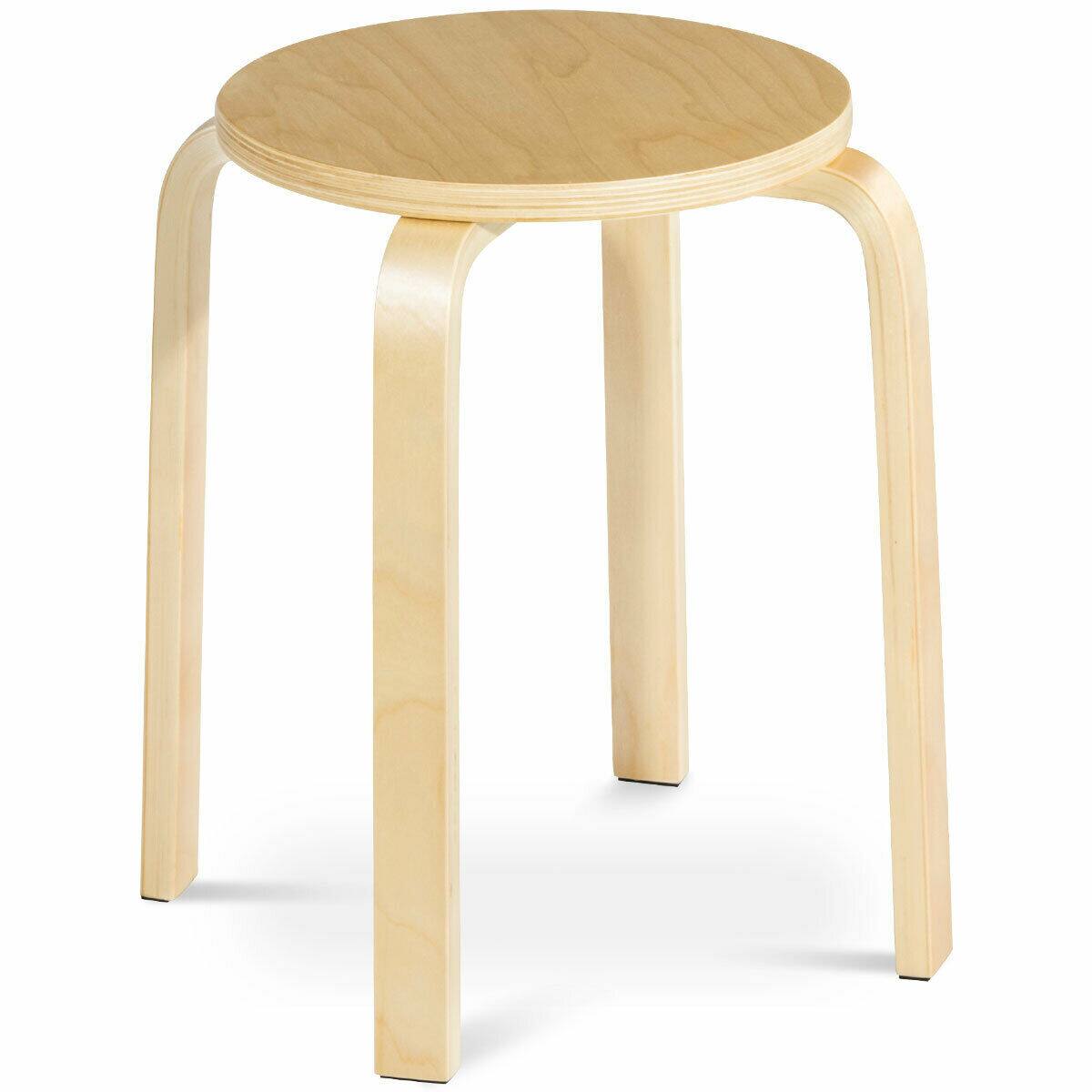 Alt View 9. Gymax - Gymax Set of 4 18'' Stacking Stool Round Dining Chair Backless Wood Home Decor - as pic.