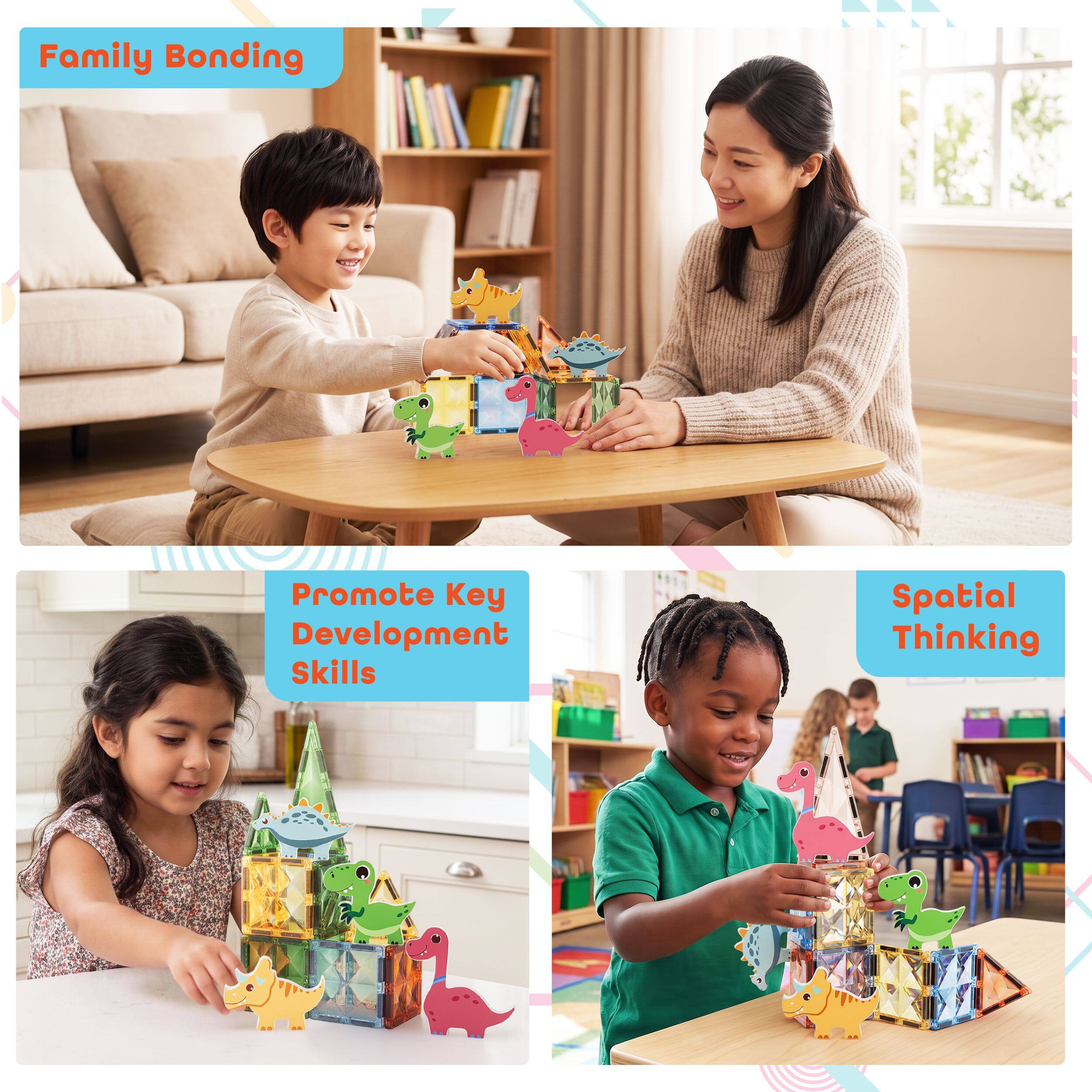 Everplay Magnetic Tiles Building Set for Kids, STEM Construction Toy ...