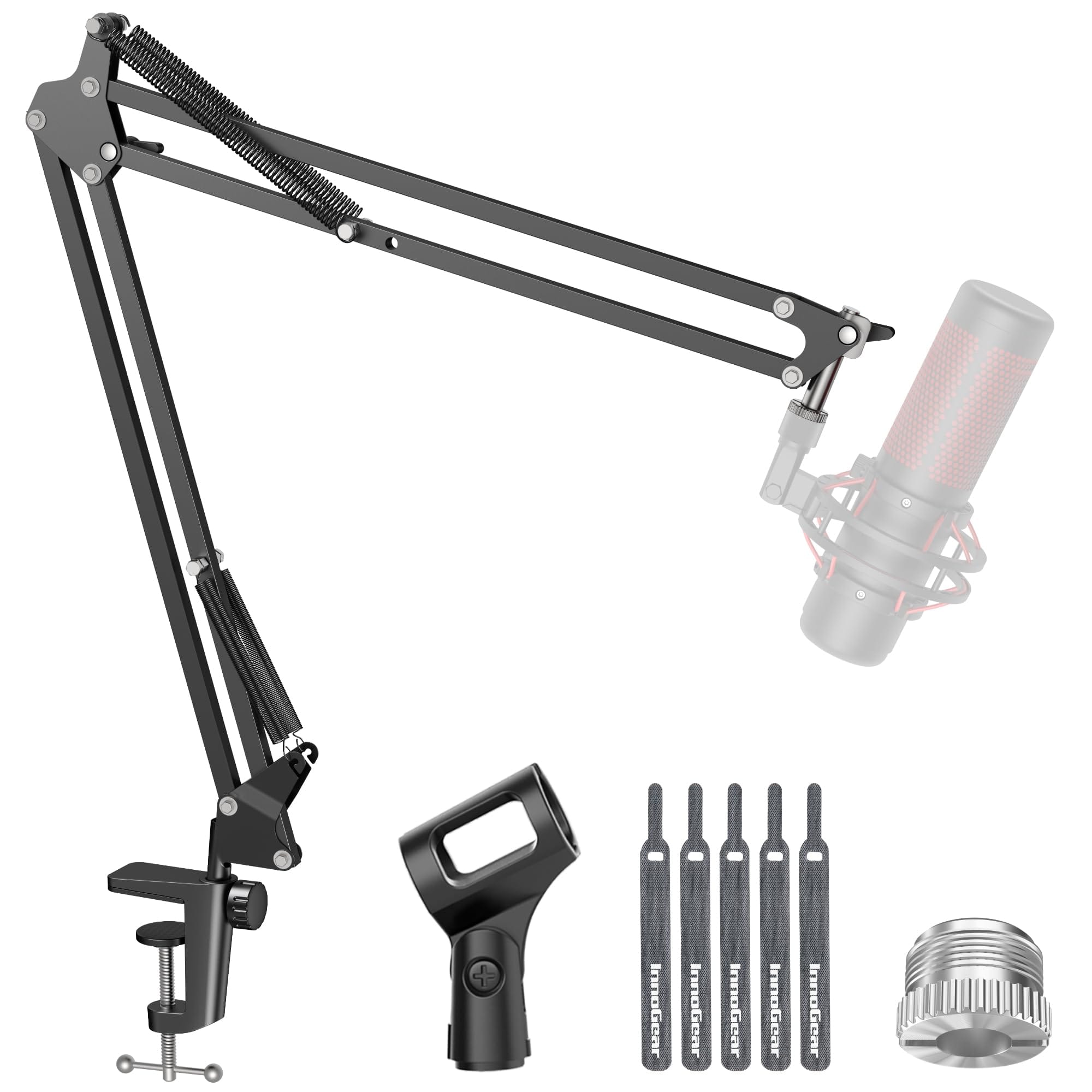 Fabibe - Boom Arm Microphone Mic Stand For Blue Quadcast Solocast Snowball Fifine Shure Sm7b And Other Medium White