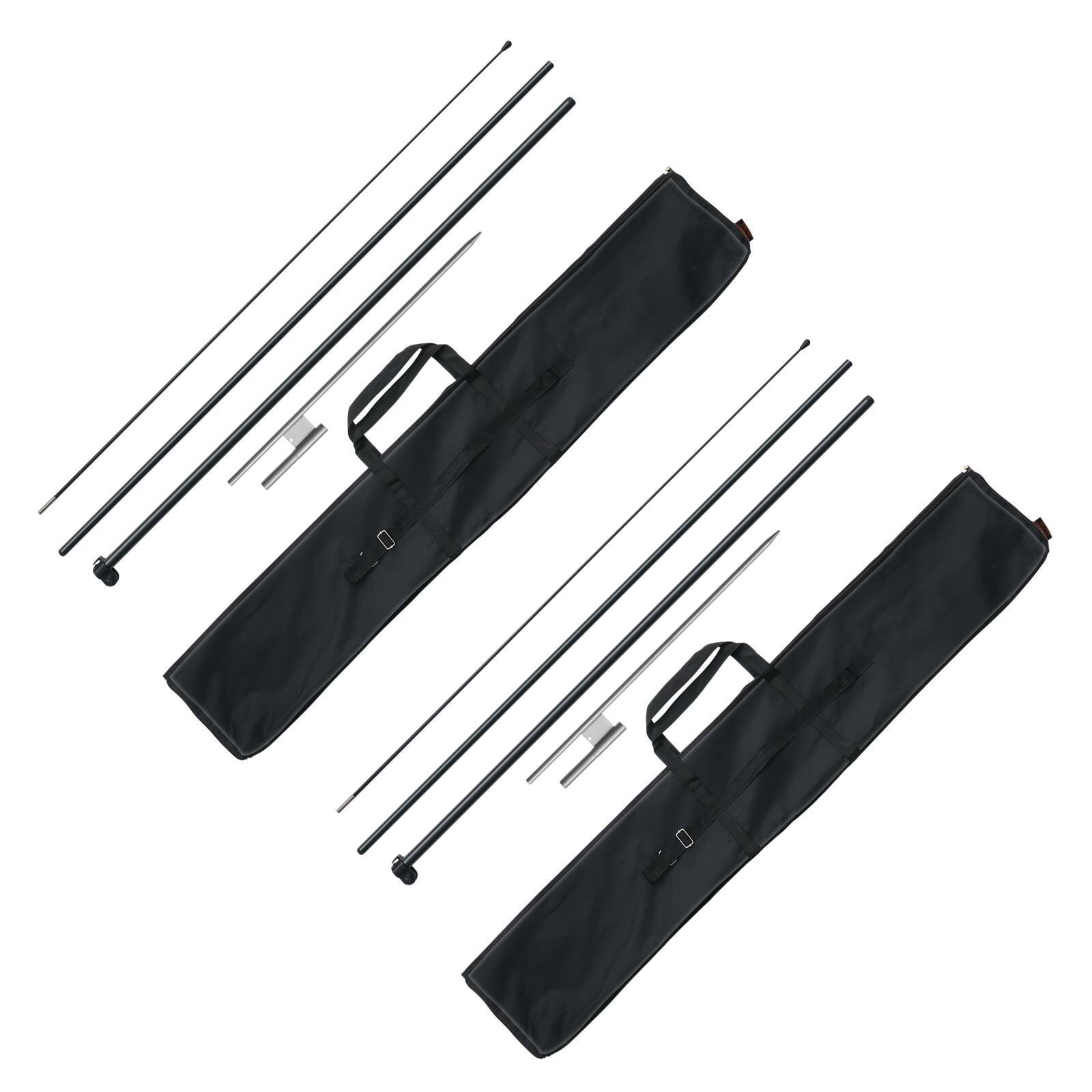 Alt View 5. VEVOR - Feather Flag Pole Kit, 2 Packs Swooper Flag Pole 12.7 ft, Sign Flag Poles for Business Advertising Flags Outdoor - Black, gray and silver.