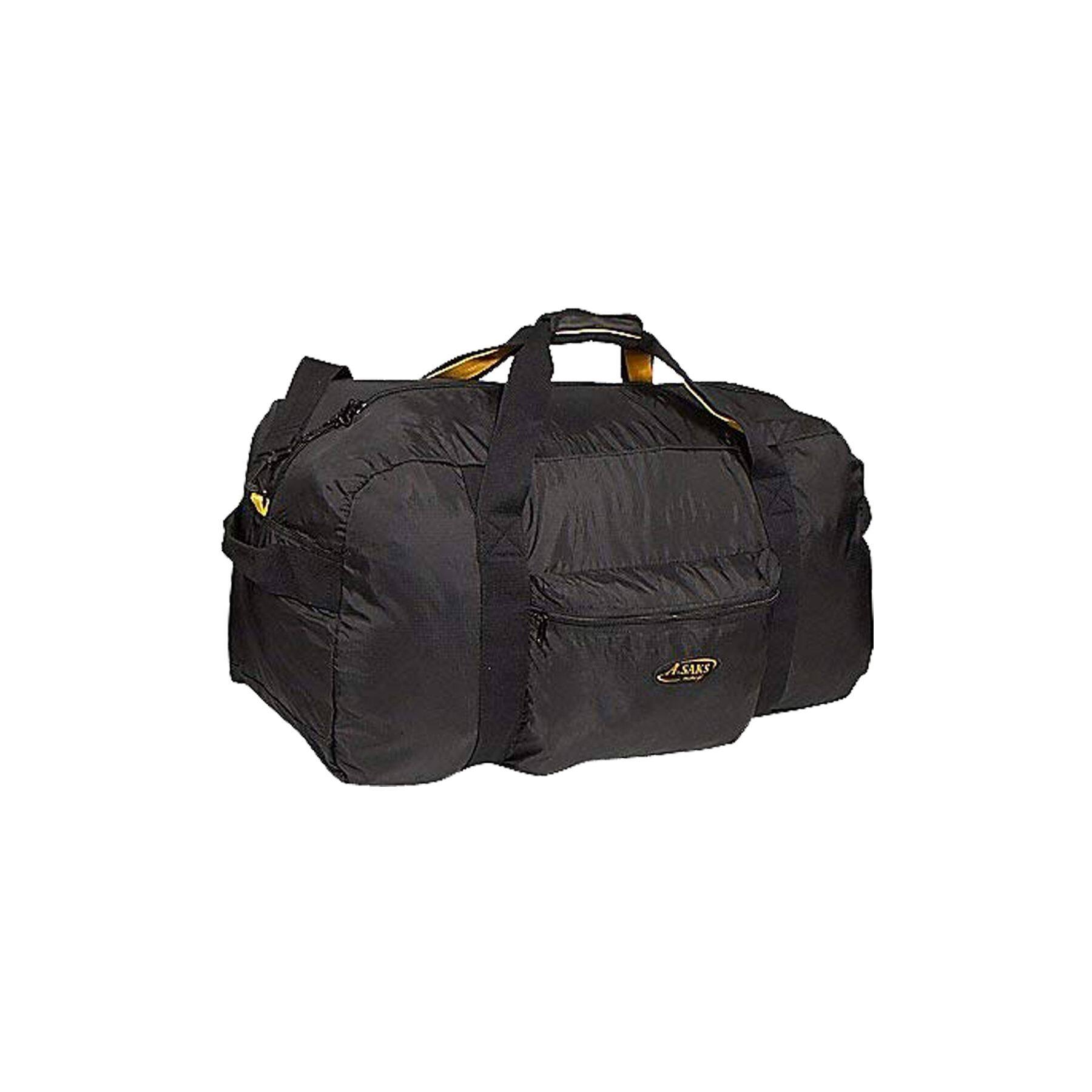 Front. A.Saks - Lightweight Foldable Duffel Bag - Black.