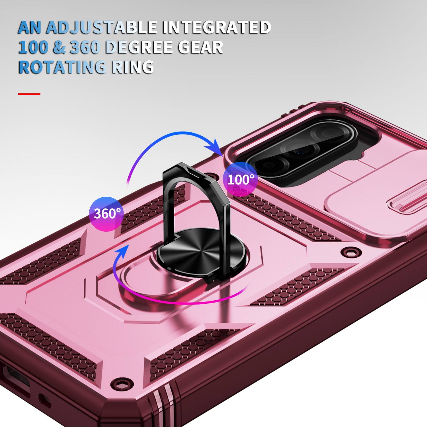 AN ADJUSTABLE INTEGRATED 100 & 360 DEGREE GEAR ROTATING RING