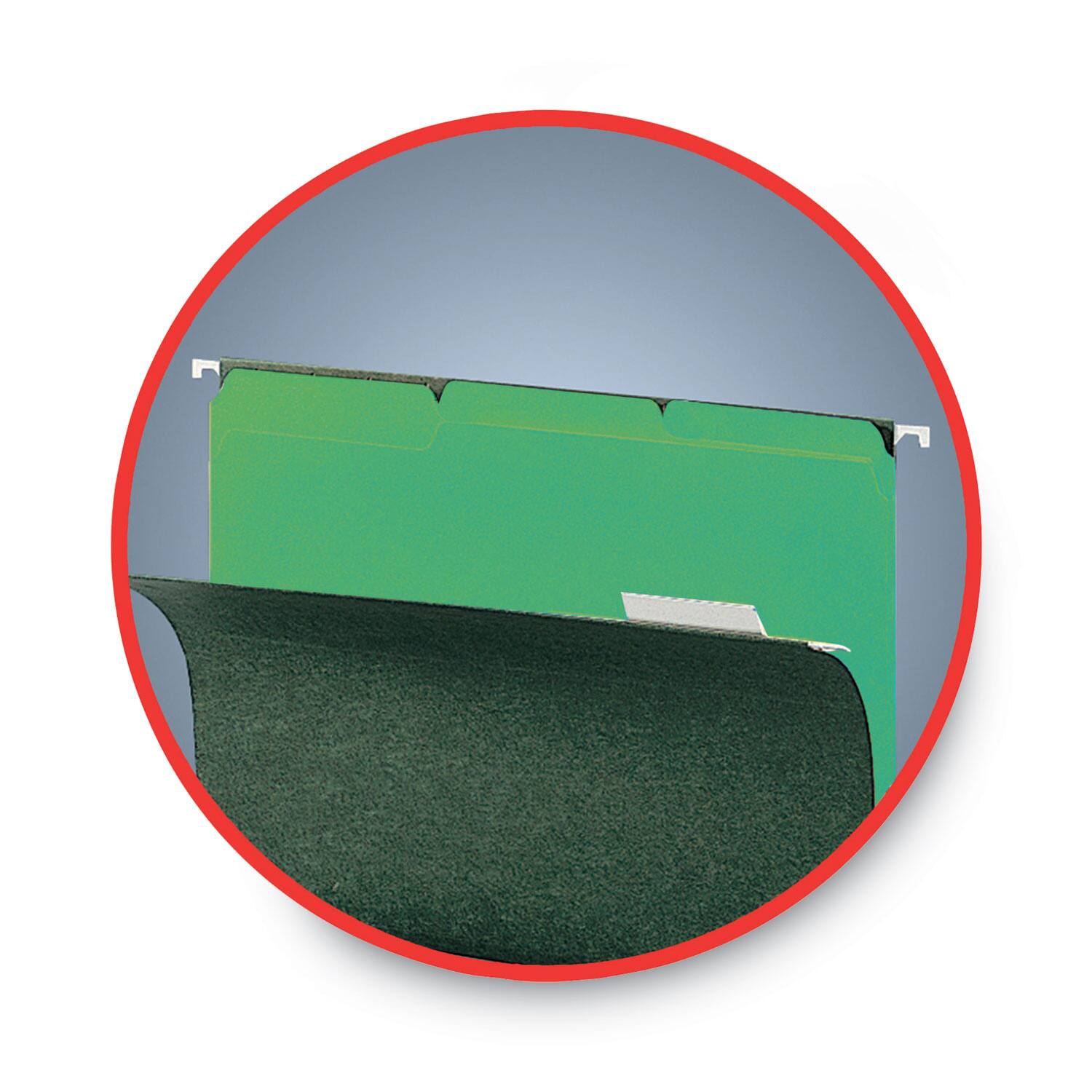 Angle. Smead Manufacturing - Interior File Folders, 1/3-Cut Tabs: Assorted, Letter Size, 0.75" Expansion, Green, 100/Box.