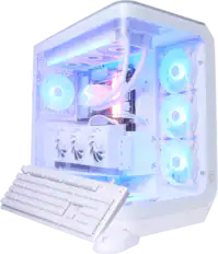 Front. MSI - Vision ZS Gaming Desktop -R9-9950X3D - 32GB Memory - NVIDIA GeForce RTX 5080 - 2TB SSD - White.