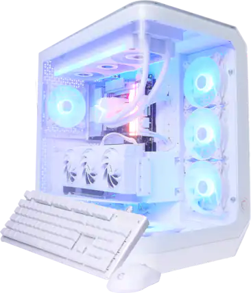 Front. MSI - Vision ZS Gaming Desktop -R9-9950X3D - 32GB Memory - NVIDIA GeForce RTX 5080 - 2TB SSD - White.
