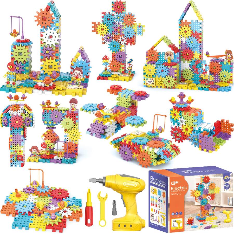 Kids Toys Age 3 IIROMECI STEM Building Toys - 248 PCS Gear Set With Electric Drill & Motor, Construction Toy For Kids Age 3 Motorized Building Blocks Kids Toys Age 3 IIROMECI STEM Building Toys - 248 PCS Gear Set With Electric Drill & Motor, Construction Toy For Kids Age 3 Motorized Building Blocks