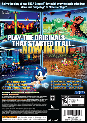 Sonic's Ultimate Genesis Collection (Platinum Hits) - Xbox 360