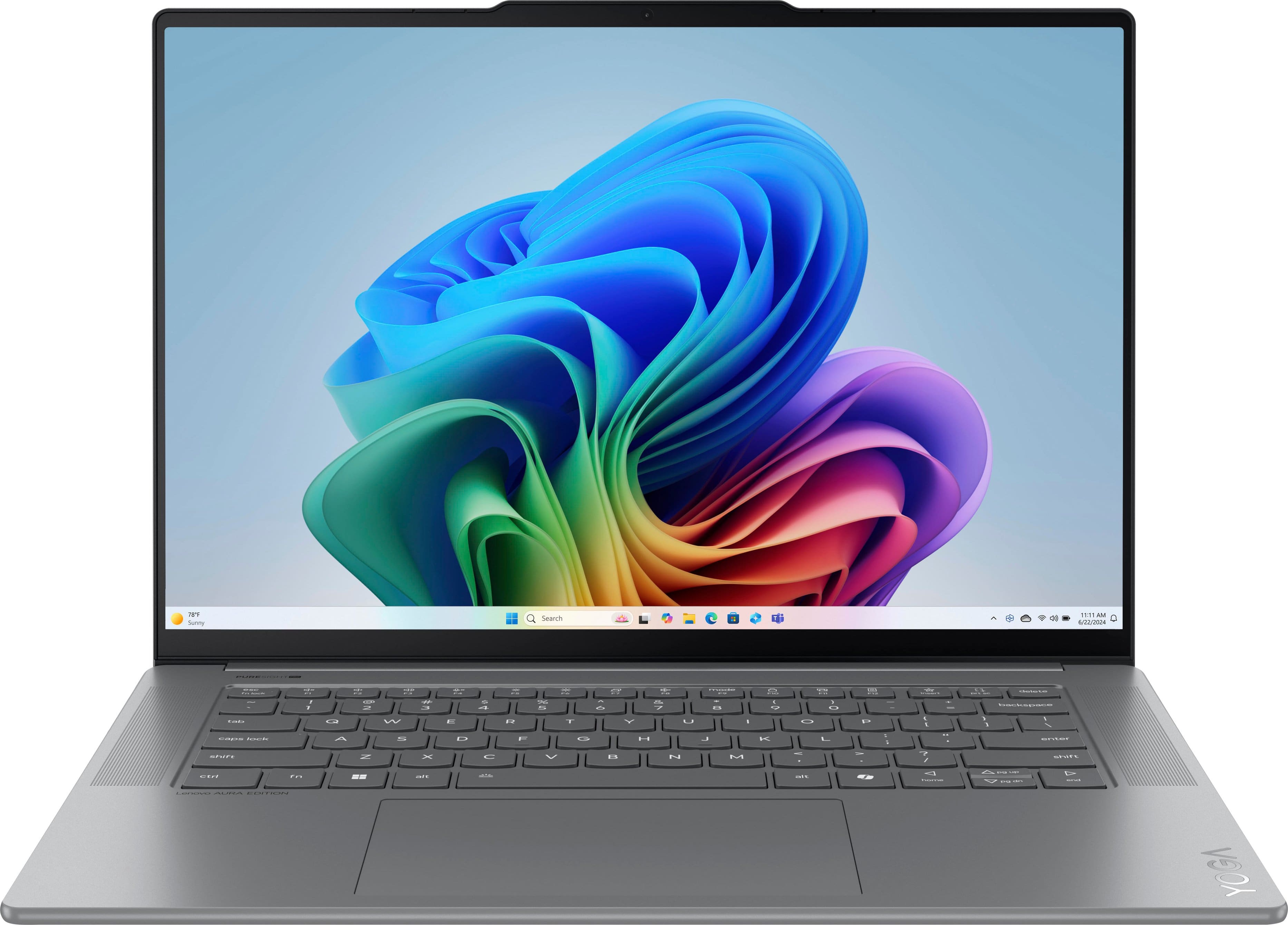 Lenovo - Yoga Slim 7i Aura Edition - Copilot+ PC - 15.3” 3K 120Hz Touchscreen Laptop - Intel Core Ultra 7 258V 2024 - 32GB - 1TB - Luna Grey - Front_Zoom