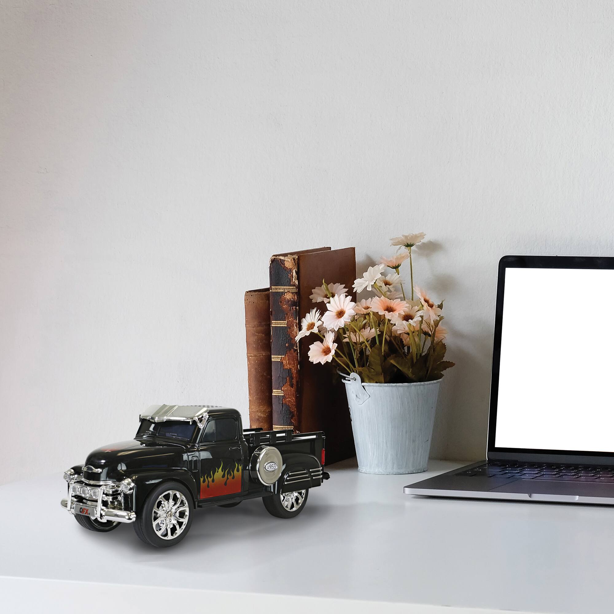 Alt View 15. QFX - Retro Classic Truck Portable Bluetooth Speaker with Bass Radiator and LED Lights - Black.