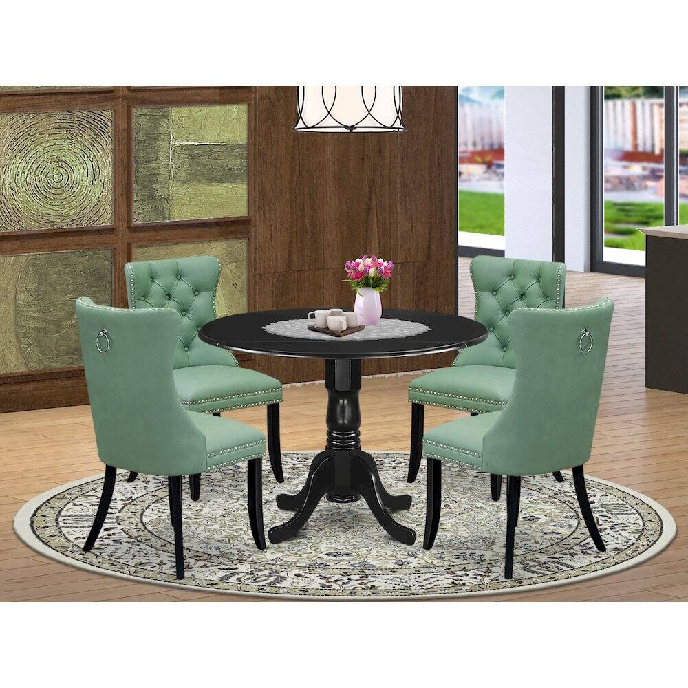 Alt View 9. East West Furniture - 5 Piece Kitchen Table & Chairs Set - Black.